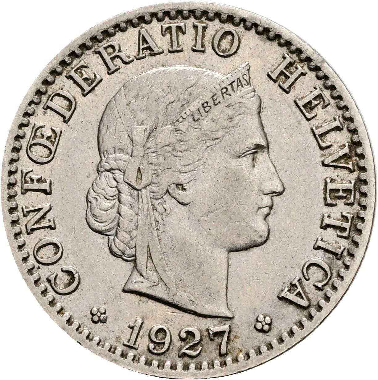 20 Rappen 1927 – Vorderseite