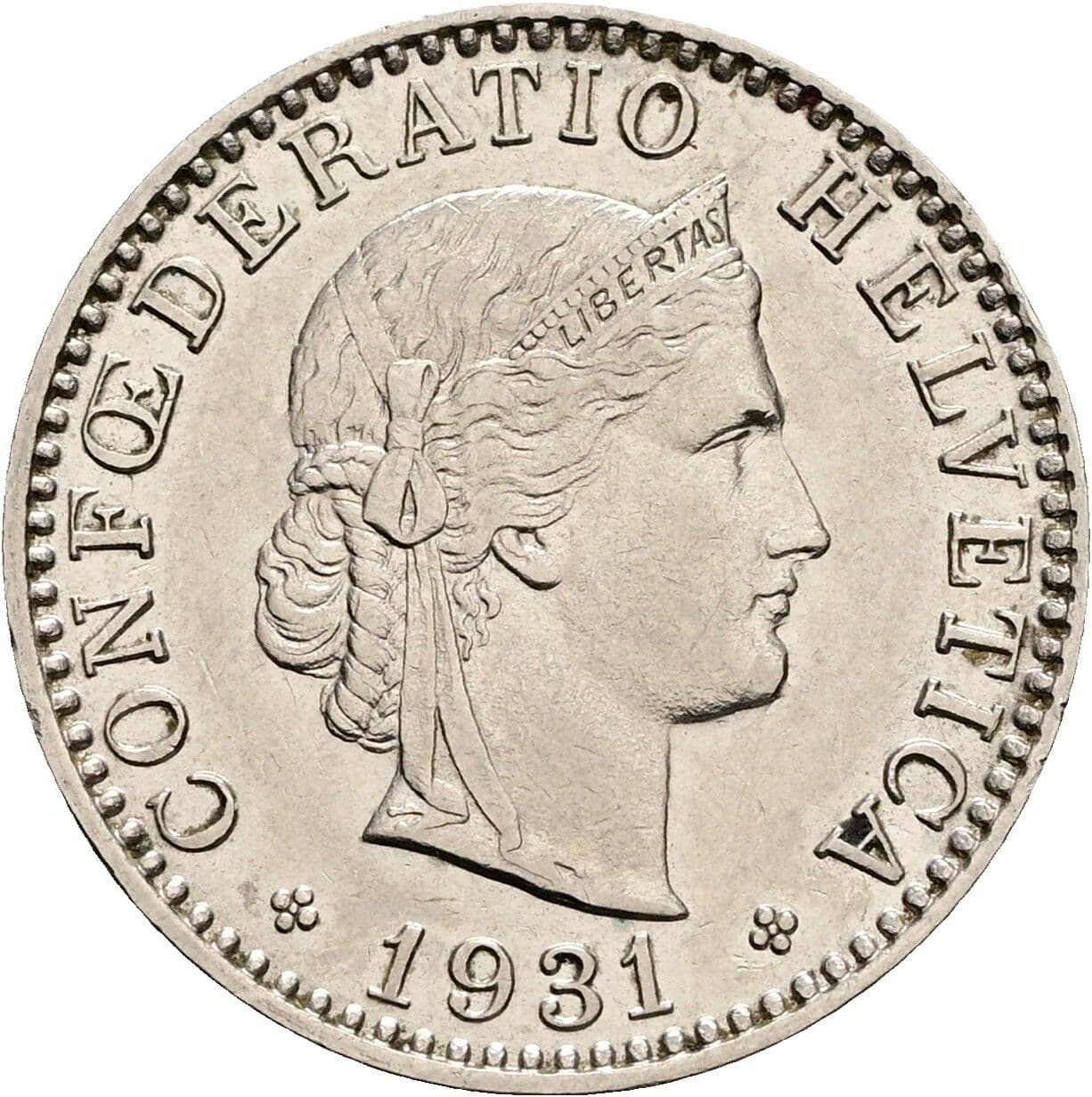 20 Rappen 1931 – Vorderseite