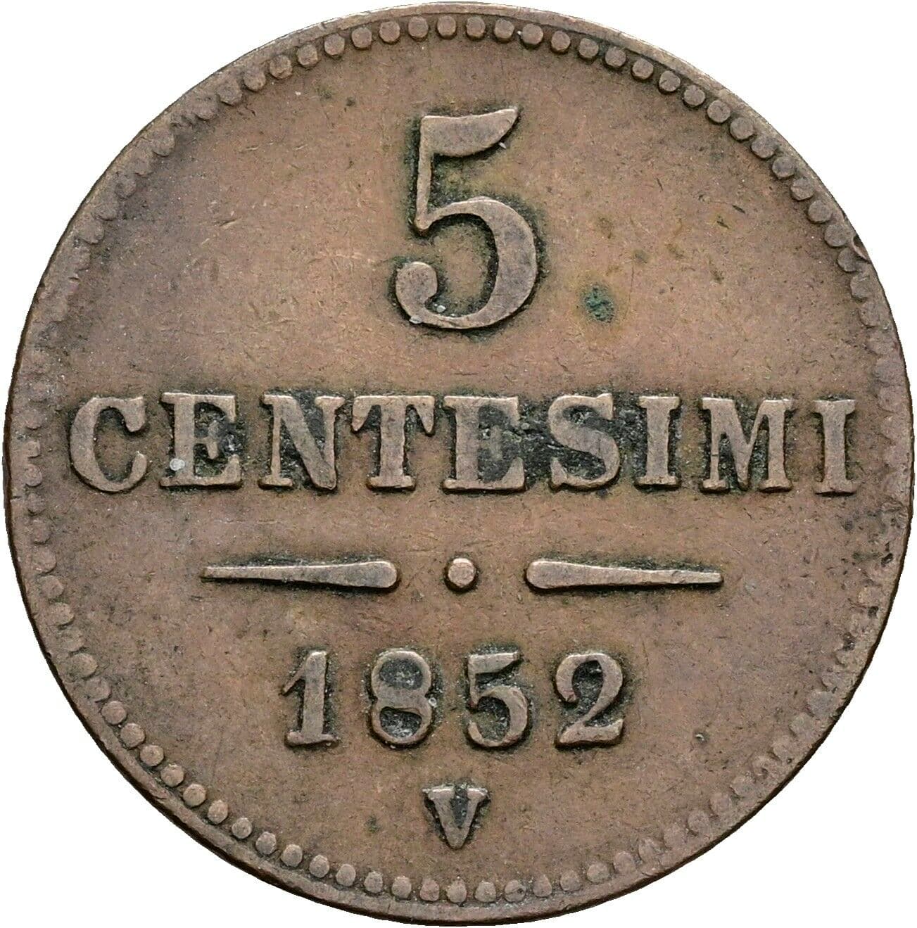 5 Centesimi Franz Joseph I. 1848-1916 1852 V, Venedig – Vorderseite
