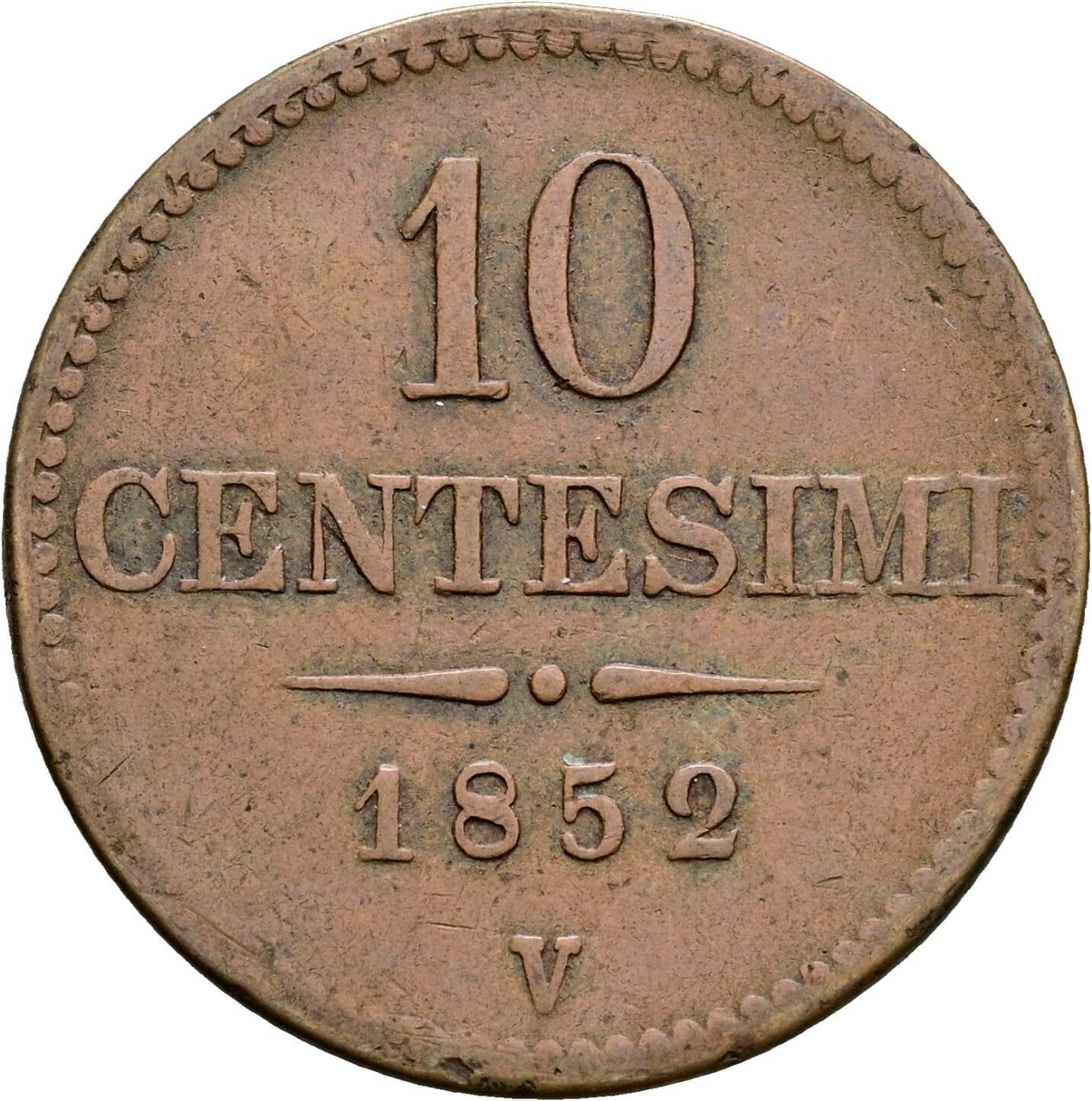 10 Centesimi Franz Joseph I. 1848-1916 1852 V, Venedig – Vorderseite