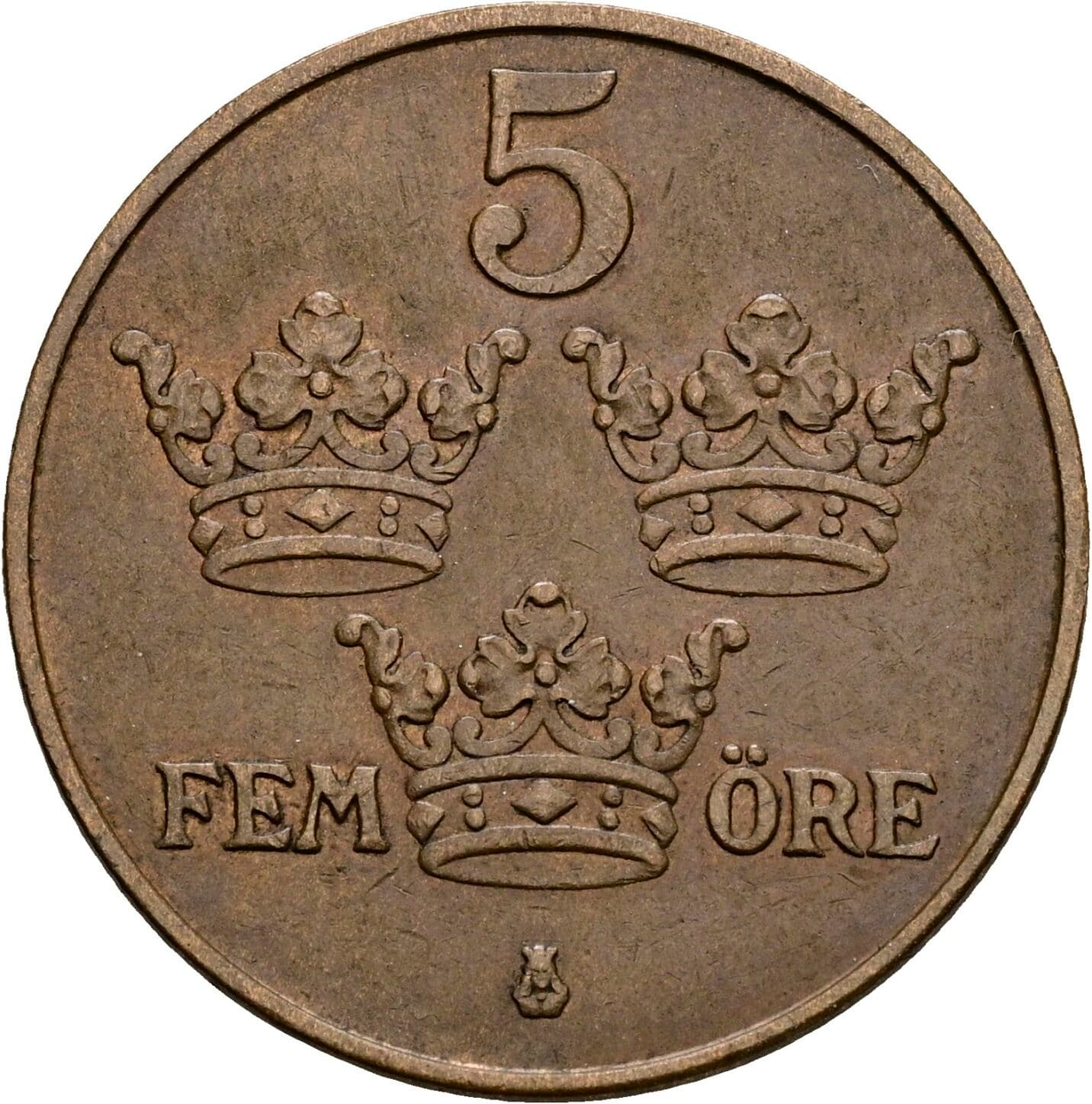 5 Öre Gustav V. (1907-1950) 1950 – Vorderseite