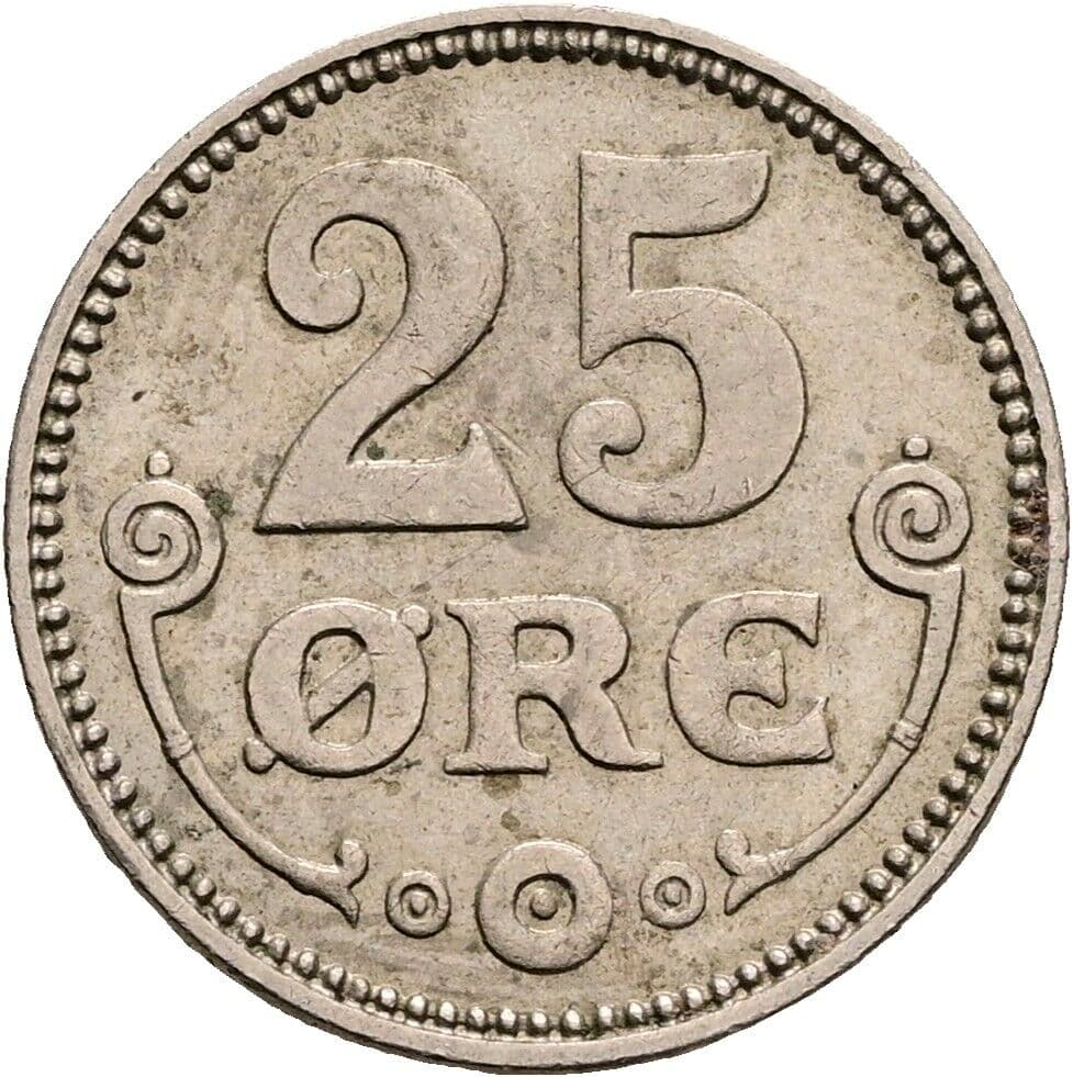 25 Öre Christian X. 1912-1947 1921 – Vorderseite