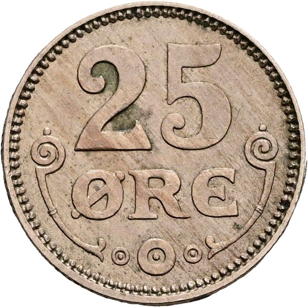 25 Öre Christian X. 1912-1947 1921 – Vorderseite