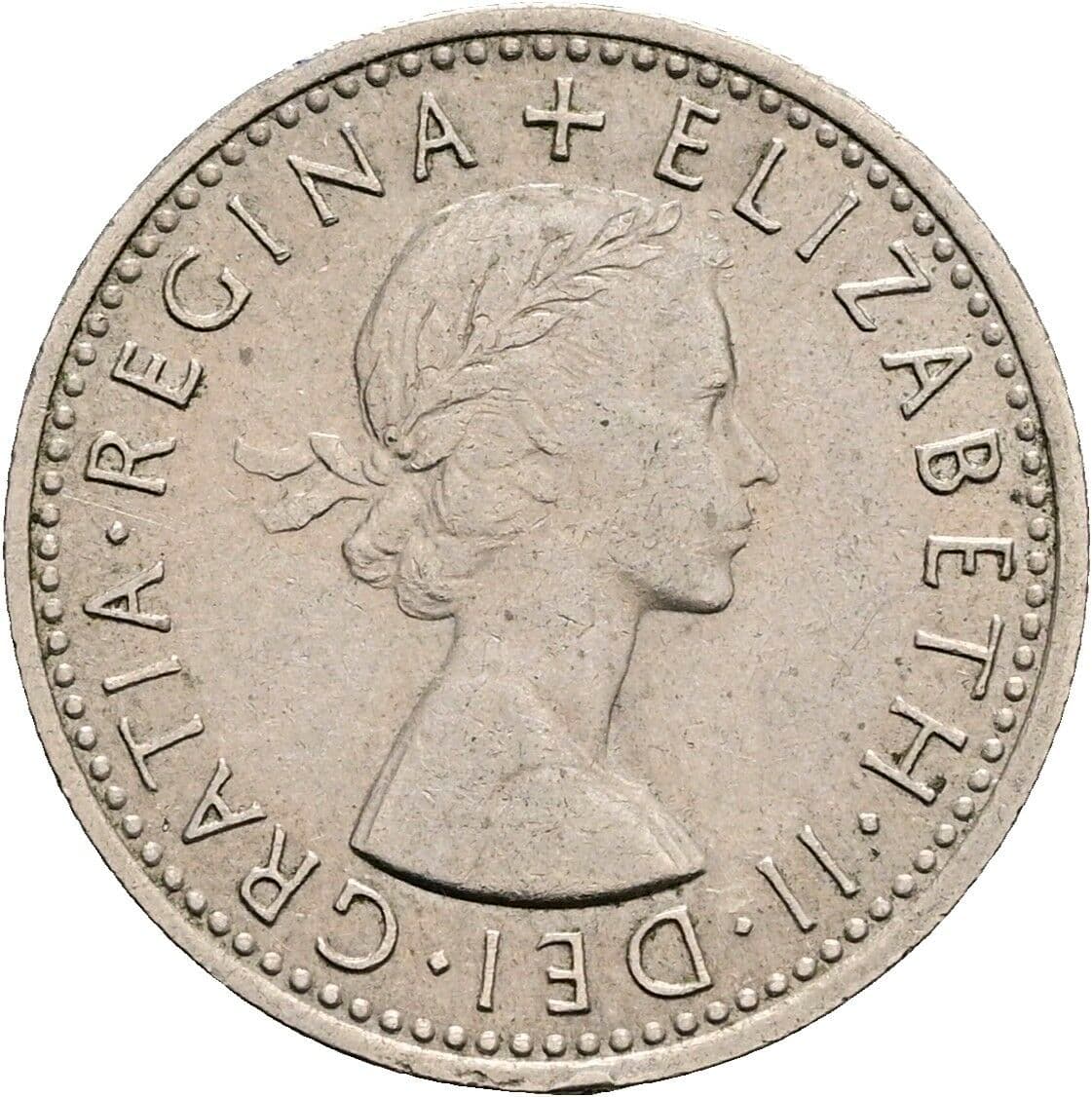 6 Pence Elisabeth II. 1952-2022 1967 – Vorderseite