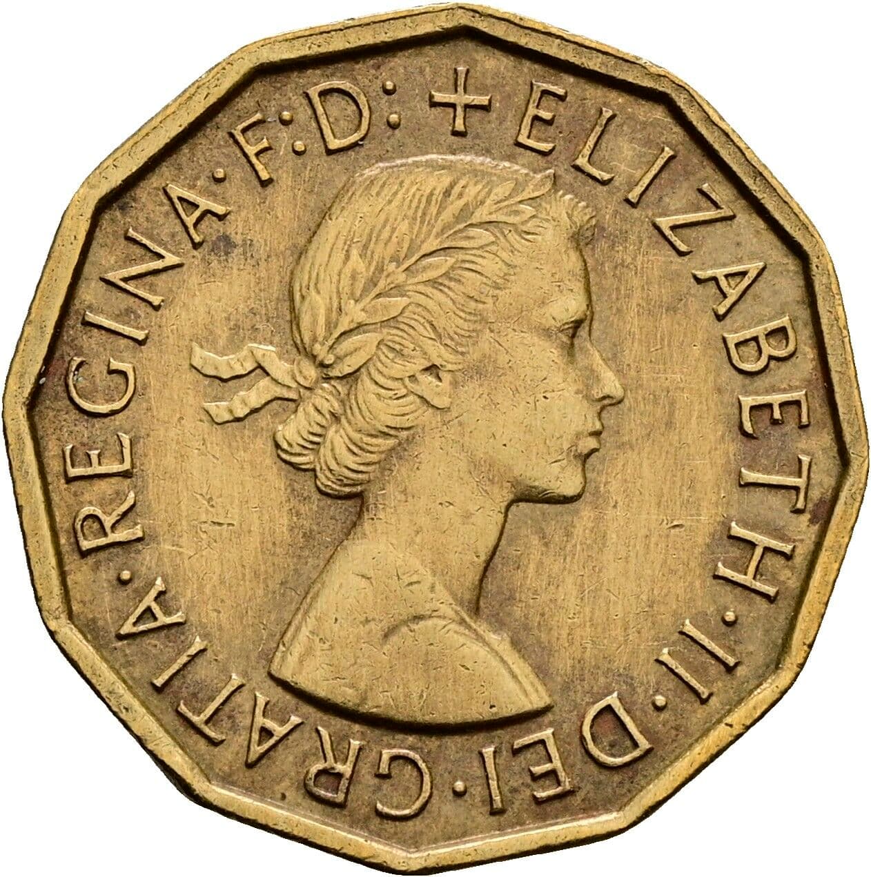 3 Pence Elisabeth II. 1952-2022 1967 – Vorderseite