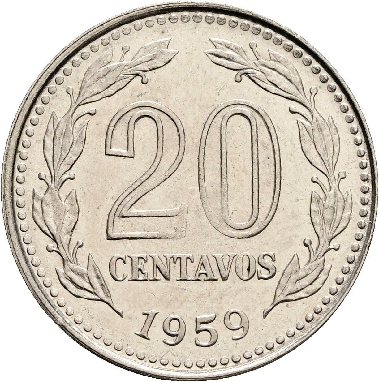 20 Centavos 1959 – Vorderseite