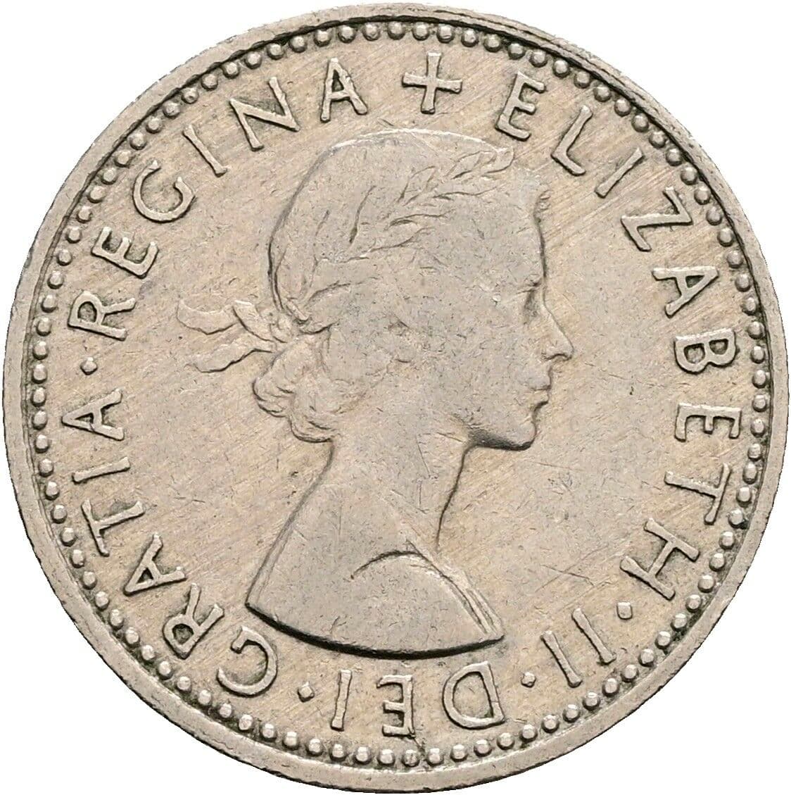 6 Pence Elisabeth II. 1952-2022 1965 – Vorderseite