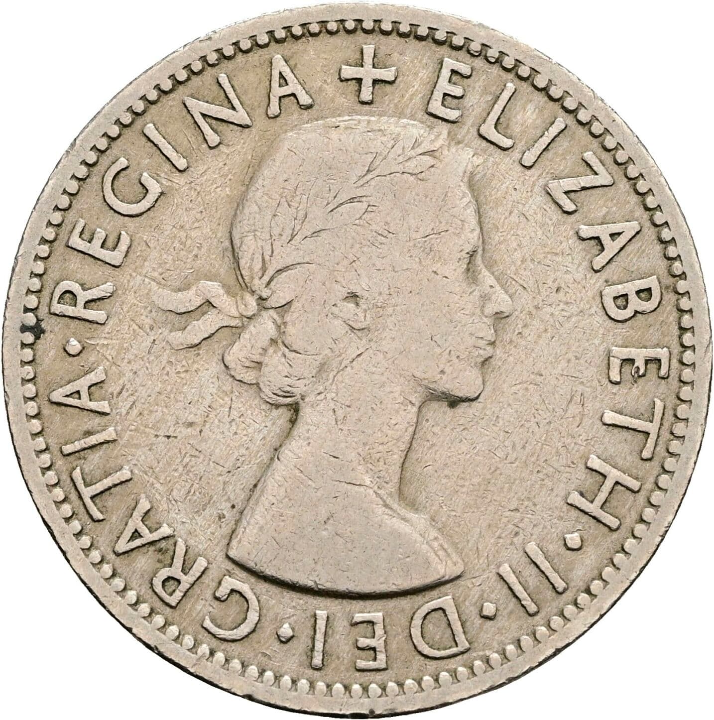 2 Shillings Elisabeth II. 1952-2022 1956 – Vorderseite