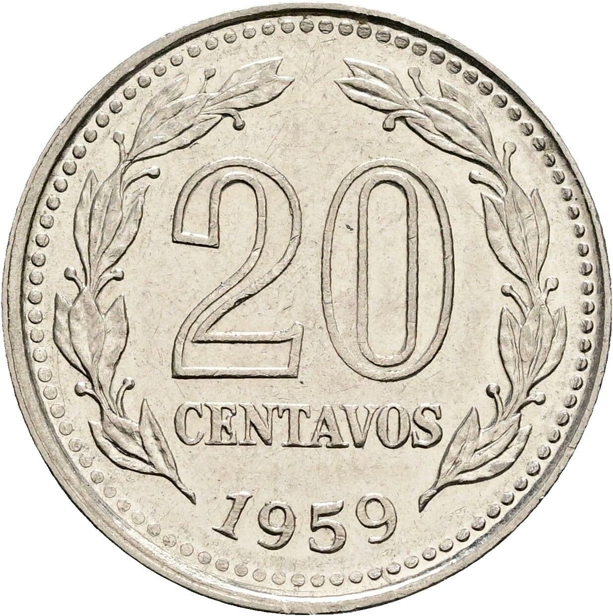 20 Centavos 1959 – Vorderseite