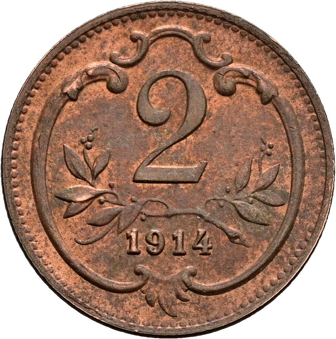 2 Heller Franz Joseph I. 1848-1916 1914 – Vorderseite