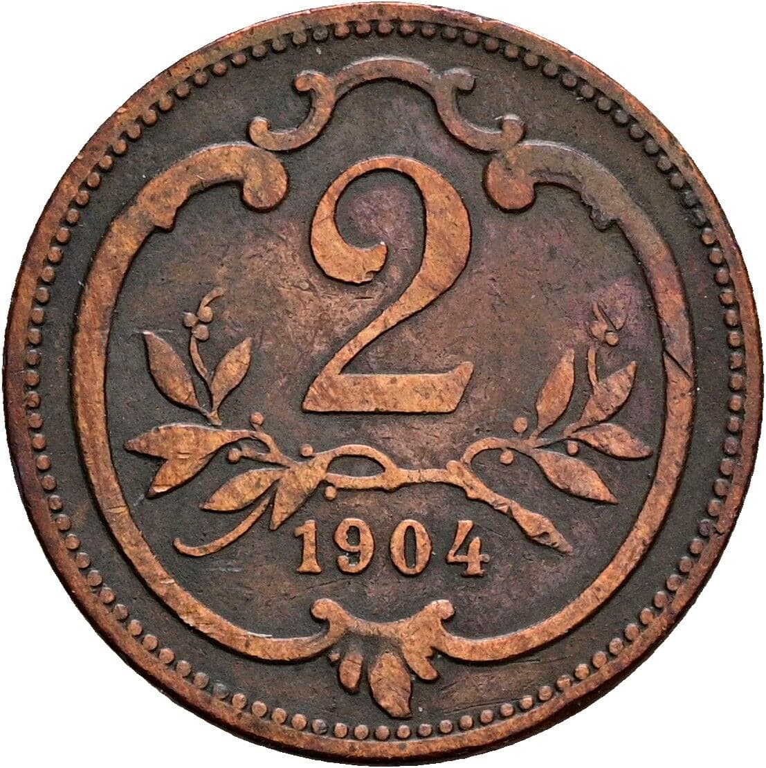 2 Heller Franz Joseph I. 1848-1916 1904 – Vorderseite