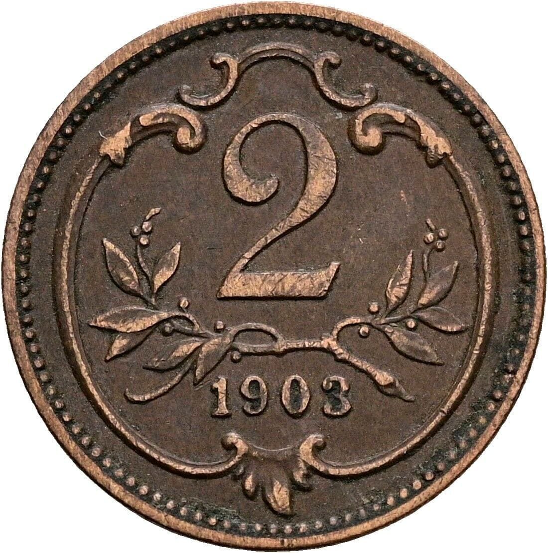 2 Heller Franz Joseph I. 1848-1916 1903 – Vorderseite