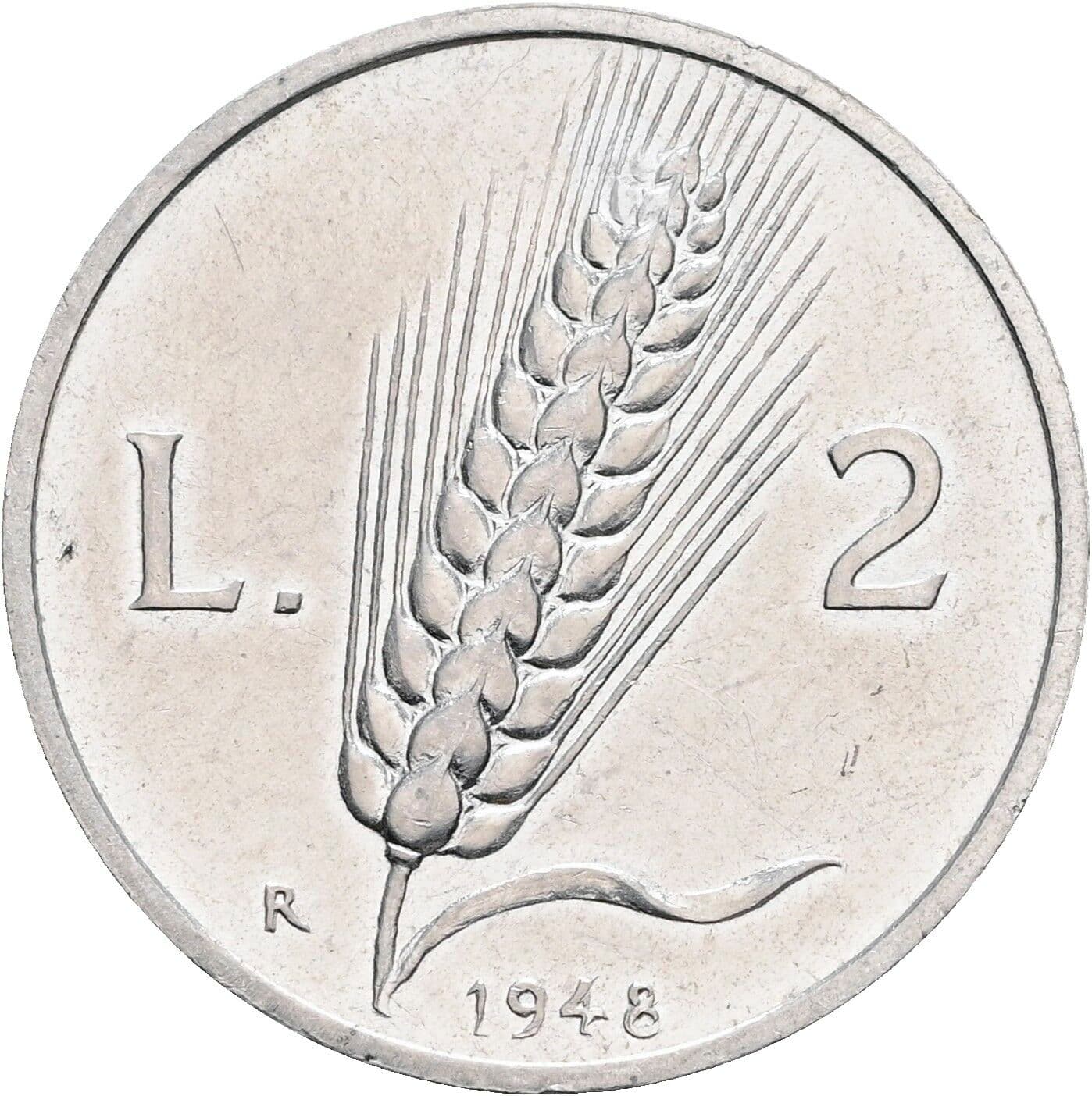 2 Lire 1948 – Vorderseite