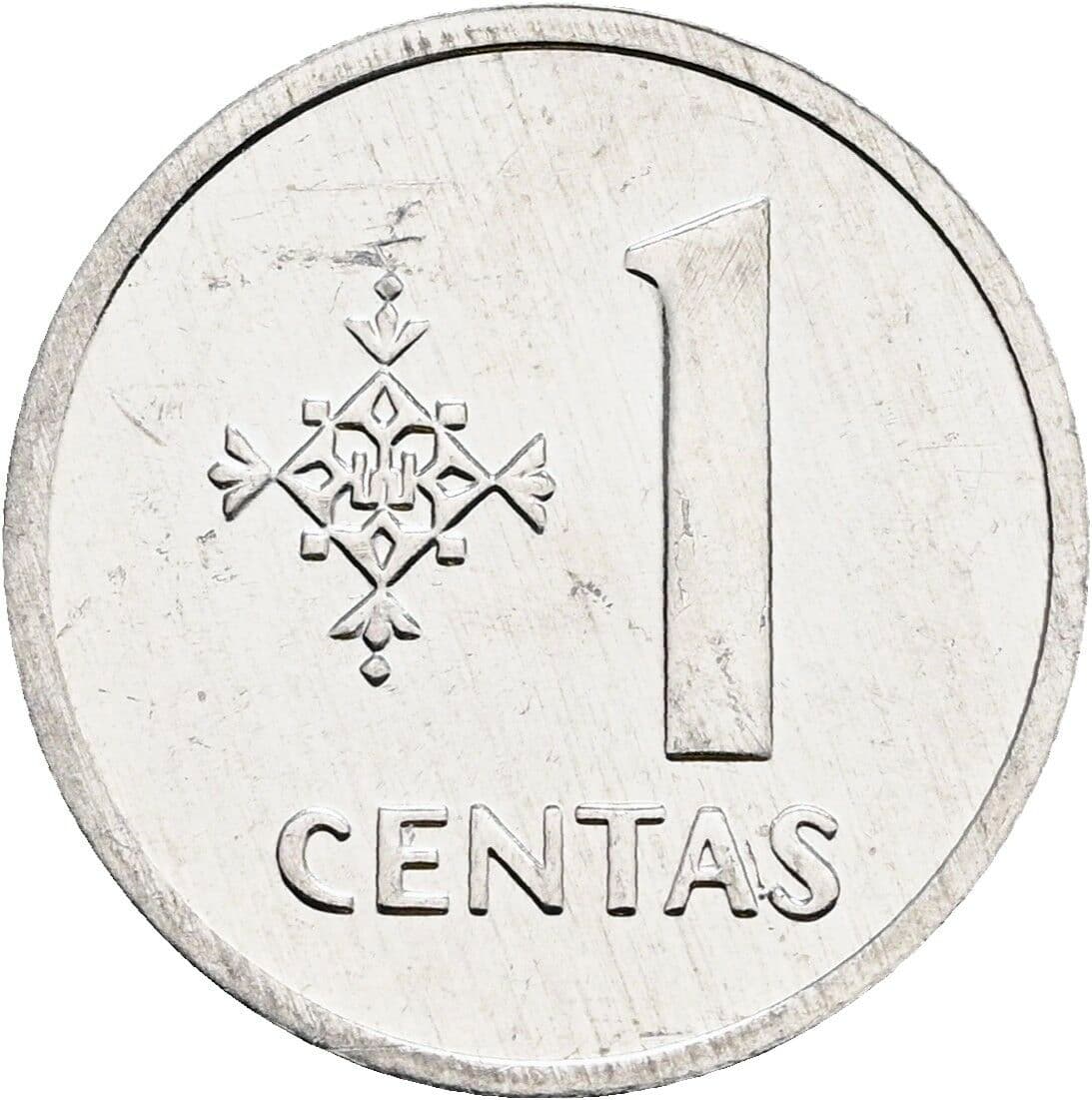 1 Centas 1991 – Vorderseite