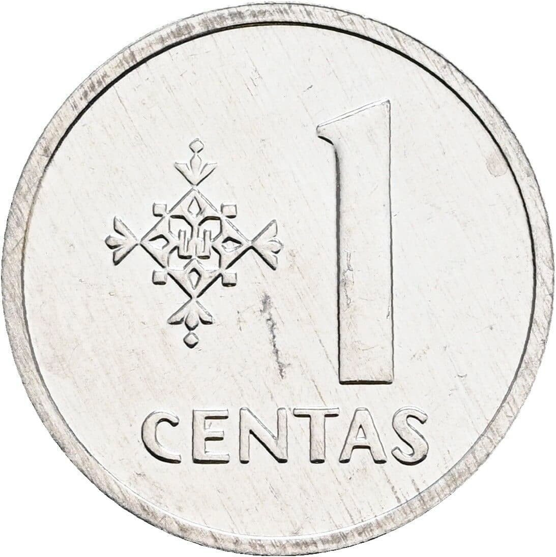 1 Centas 1991 – Vorderseite