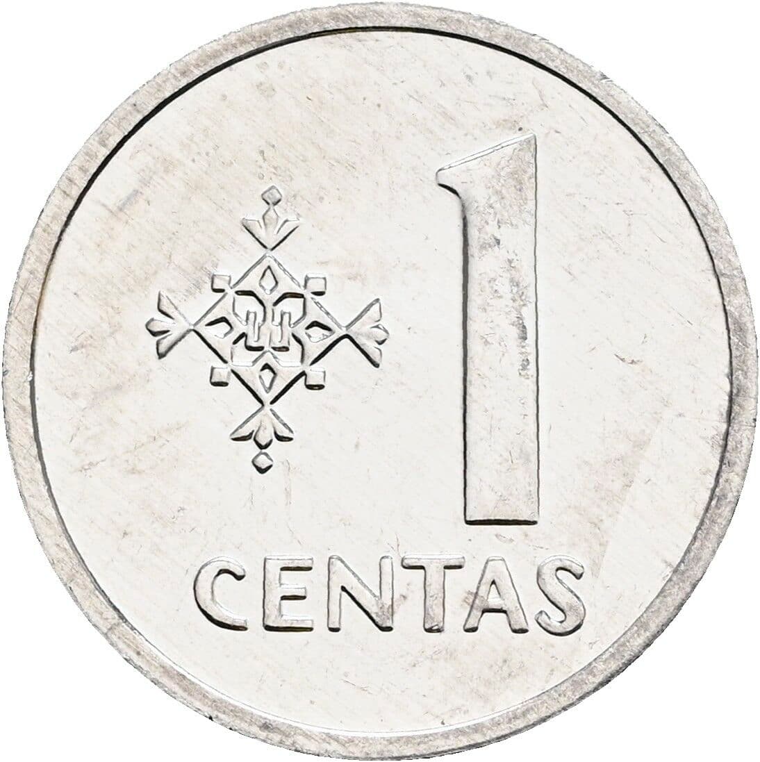 1 Centas 1991 – Vorderseite