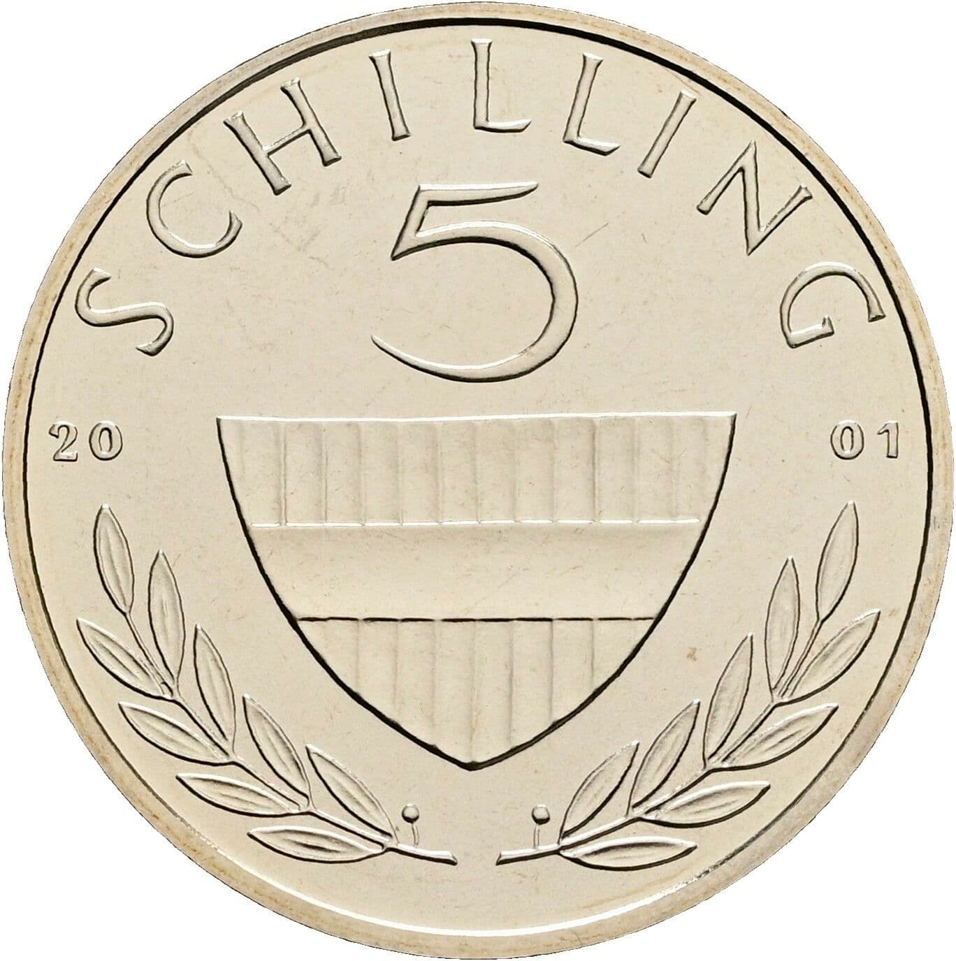 5 Schilling 2001 – Vorderseite