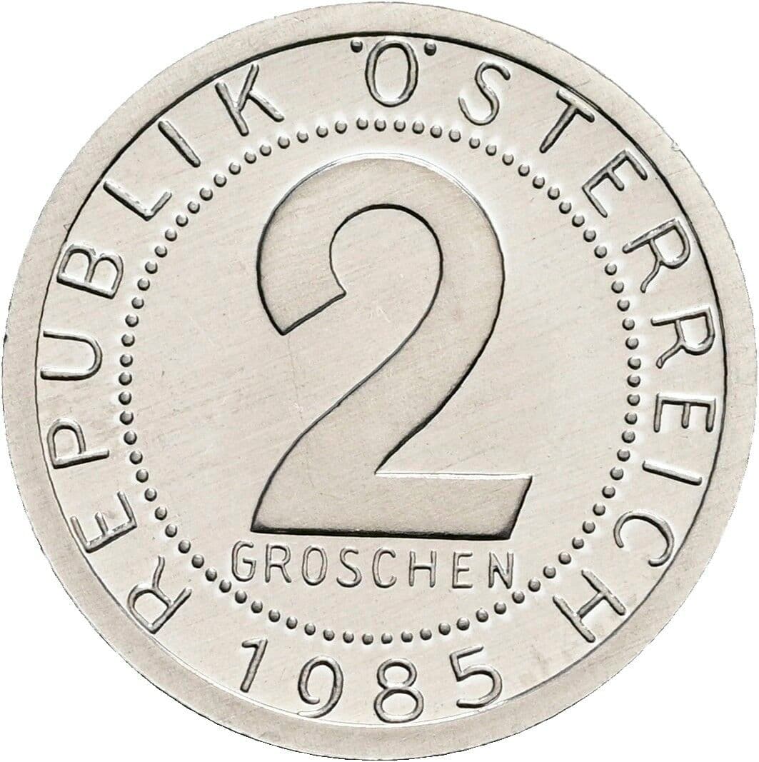 2 Groschen 1985 – Vorderseite