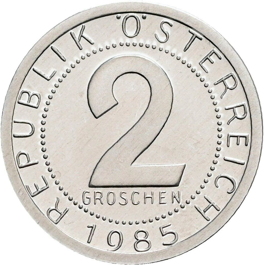 2 Groschen 1985 – Vorderseite