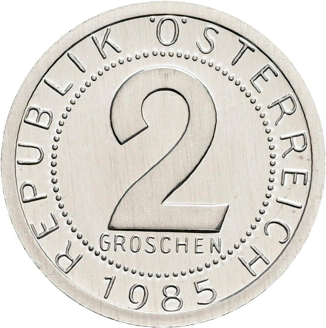 2 Groschen 1985 – Vorderseite