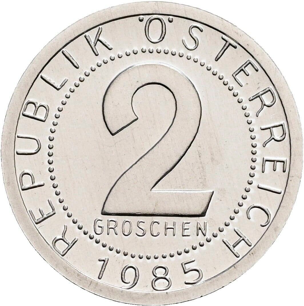 2 Groschen 1985 – Vorderseite