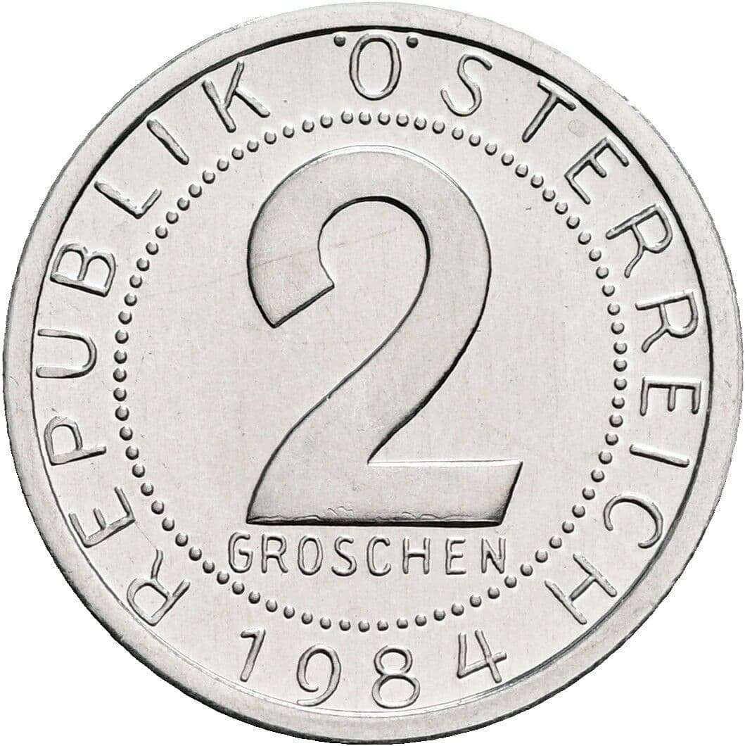 2 Groschen 1984 – Vorderseite