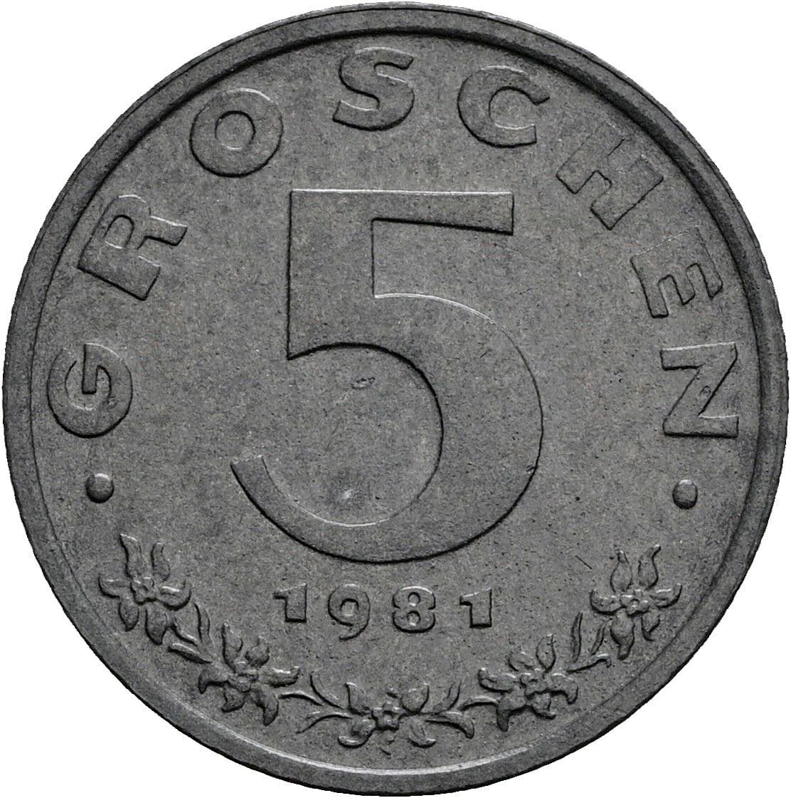 5 Groschen 1981 – Vorderseite