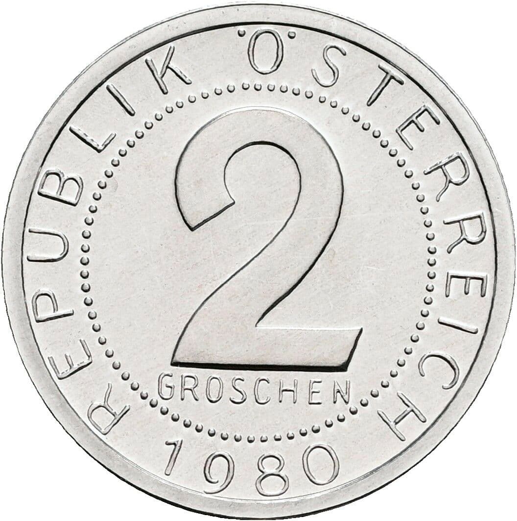 2 Groschen 1980 – Vorderseite