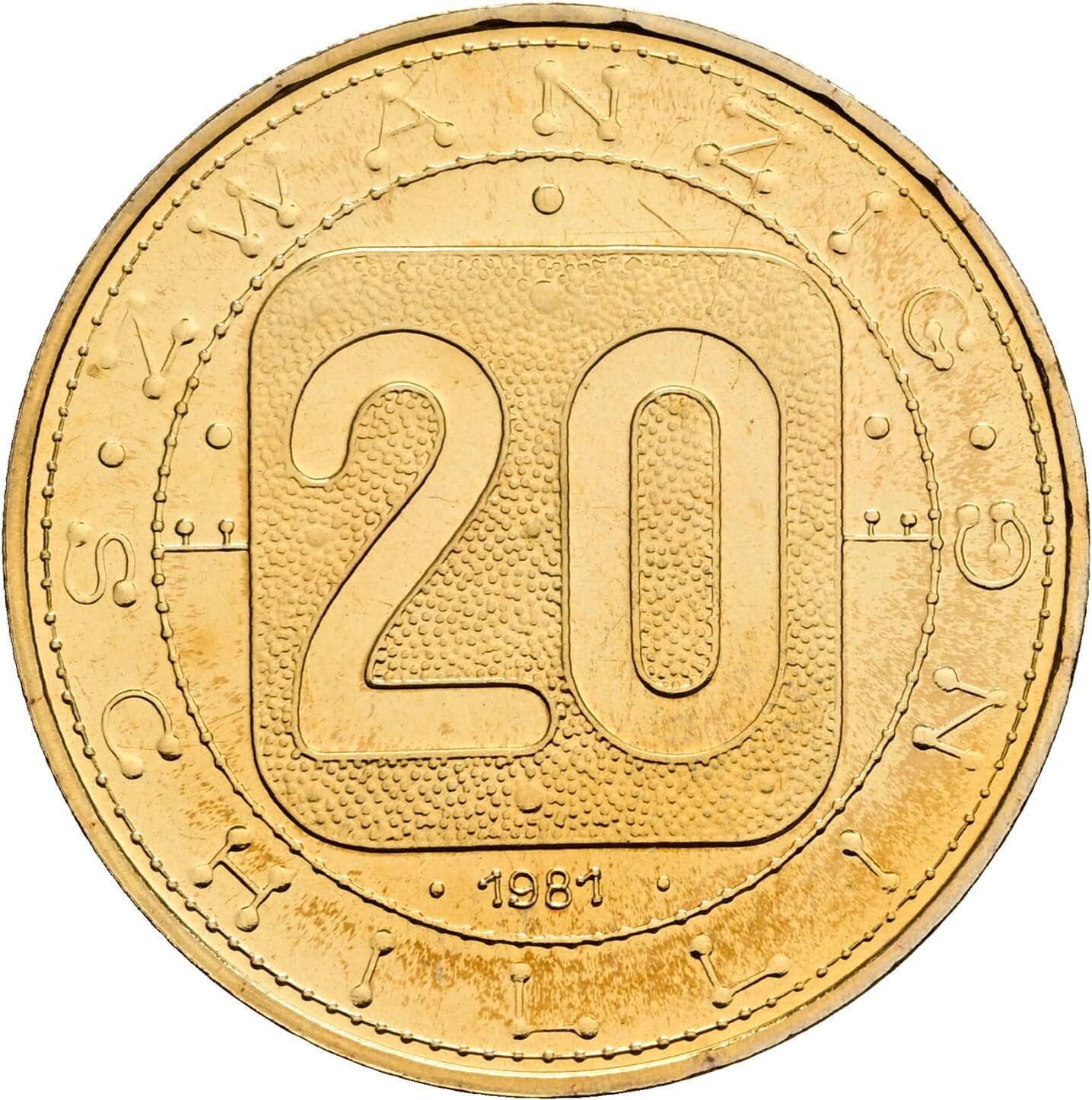 20 Schilling 1981 – Vorderseite