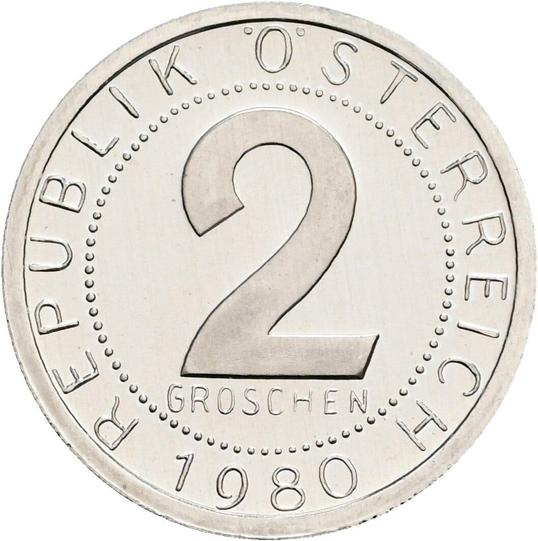 2 Groschen 1980 – Vorderseite