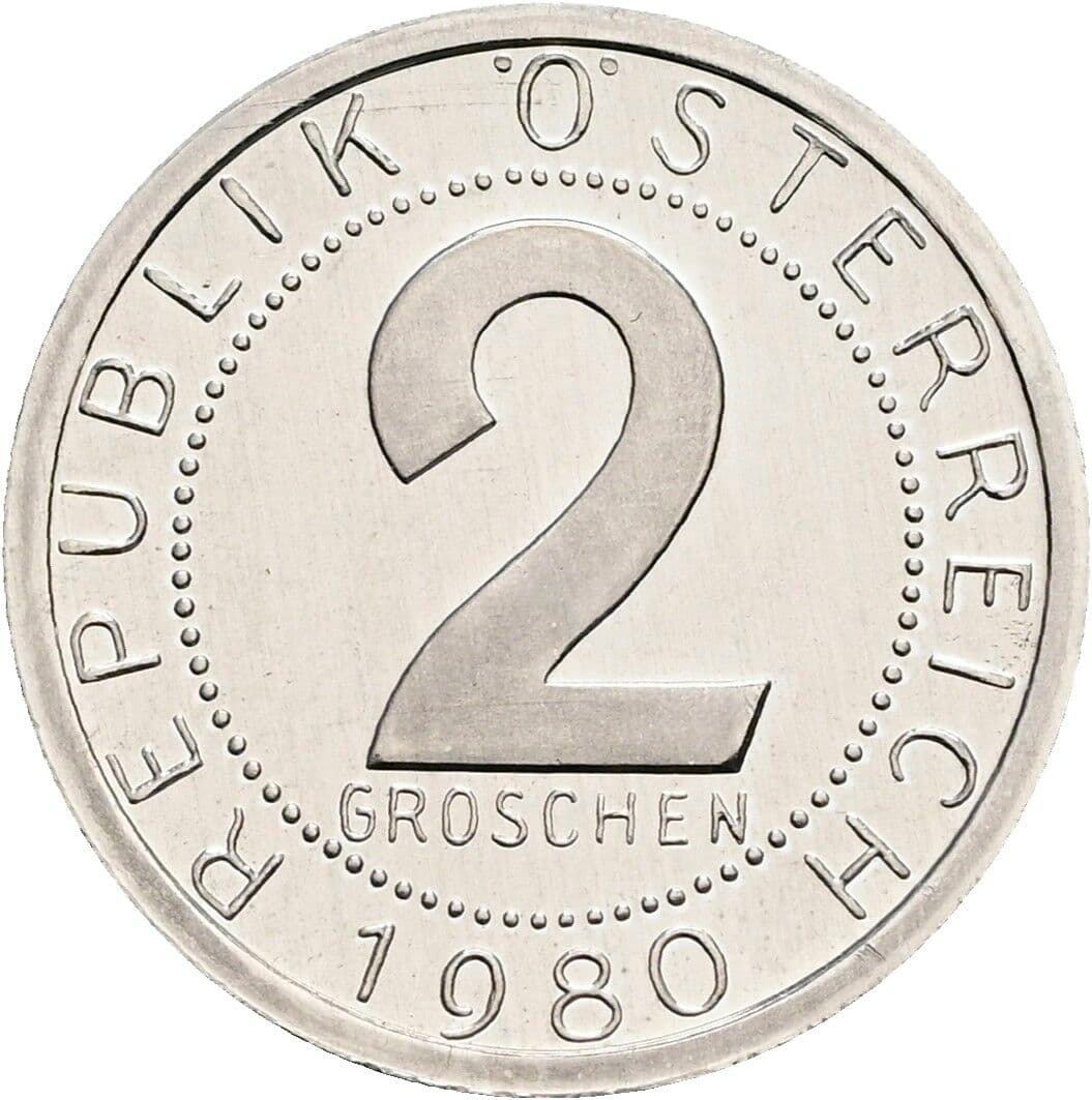 2 Groschen 1980 – Vorderseite