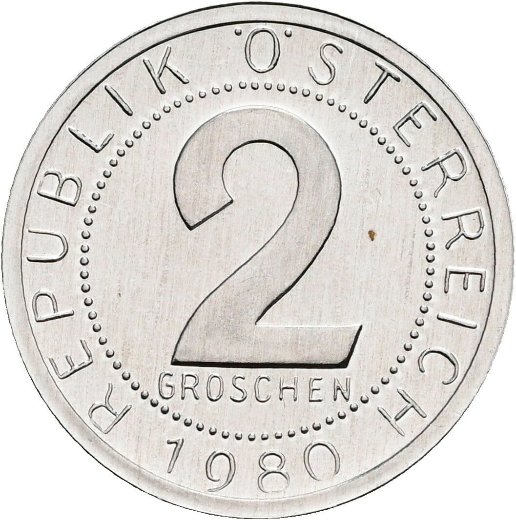 2 Groschen 1980 – Vorderseite