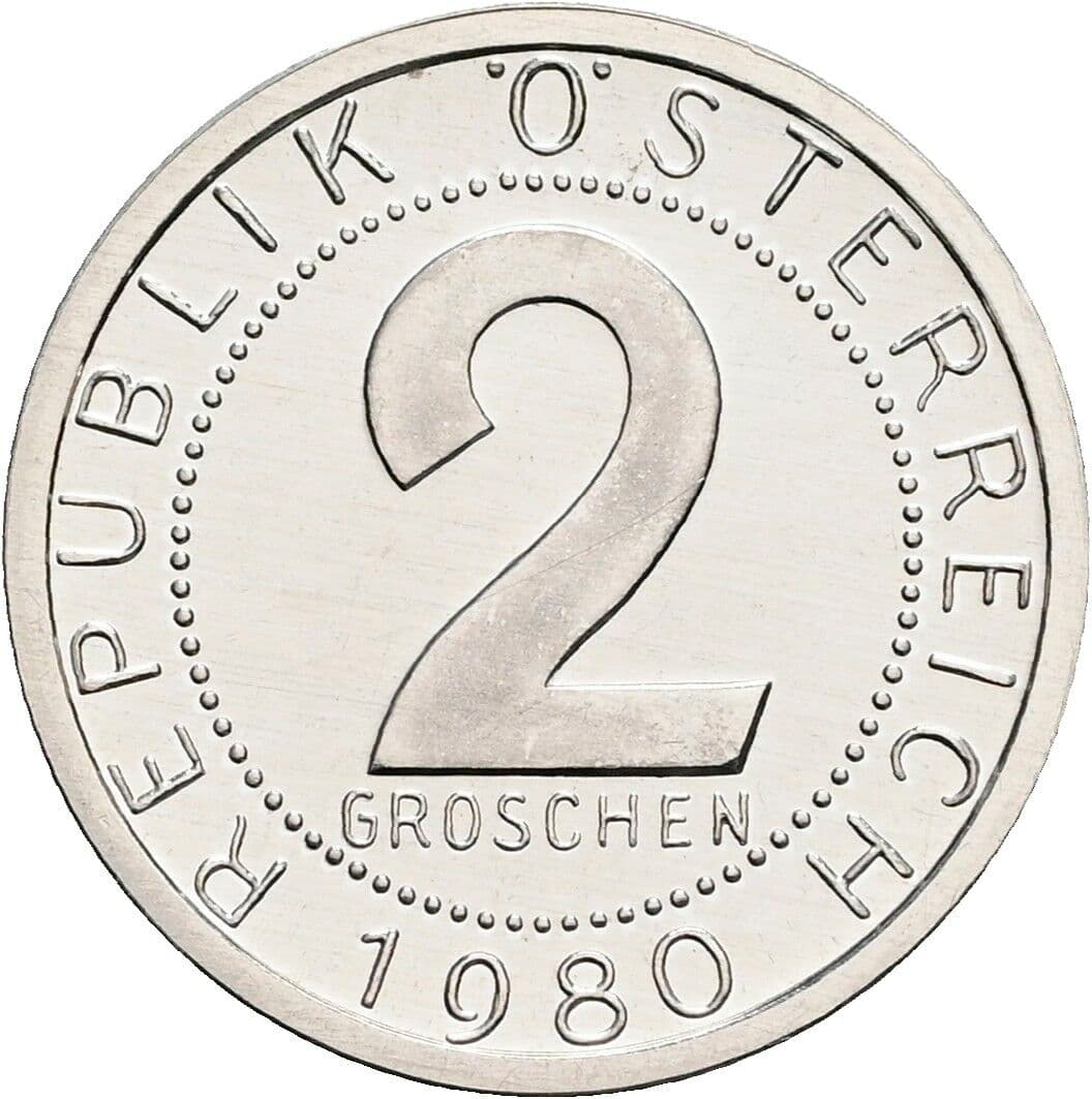 2 Groschen 1980 – Vorderseite