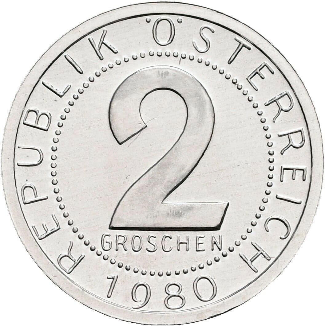 2 Groschen 1980 – Vorderseite