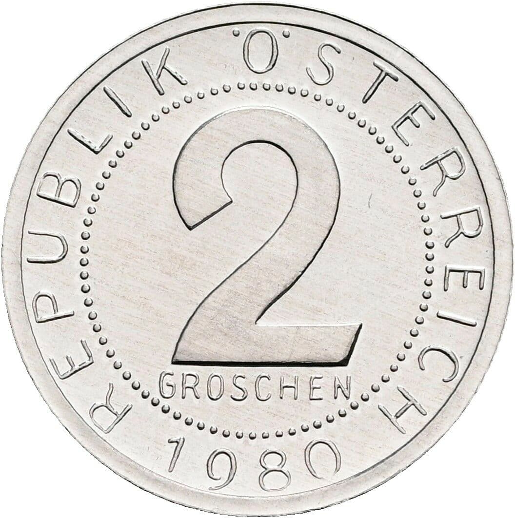 2 Groschen 1980 – Vorderseite