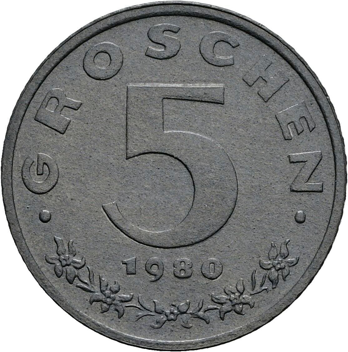 5 Groschen 1980 – Vorderseite