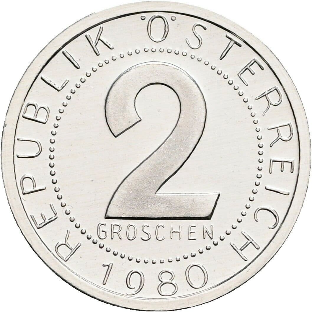 2 Groschen 1980 – Vorderseite