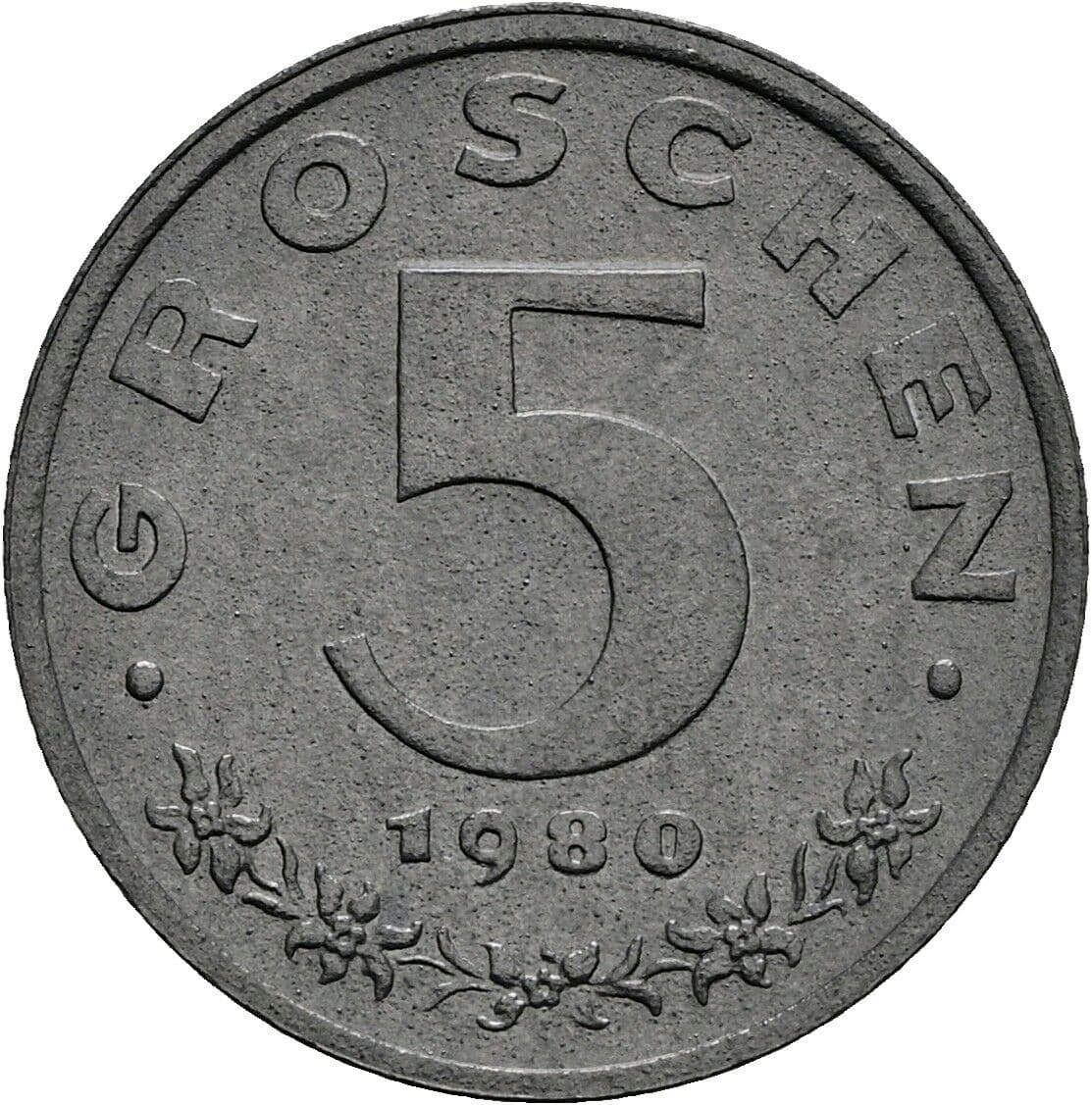 5 Groschen 1980 – Vorderseite