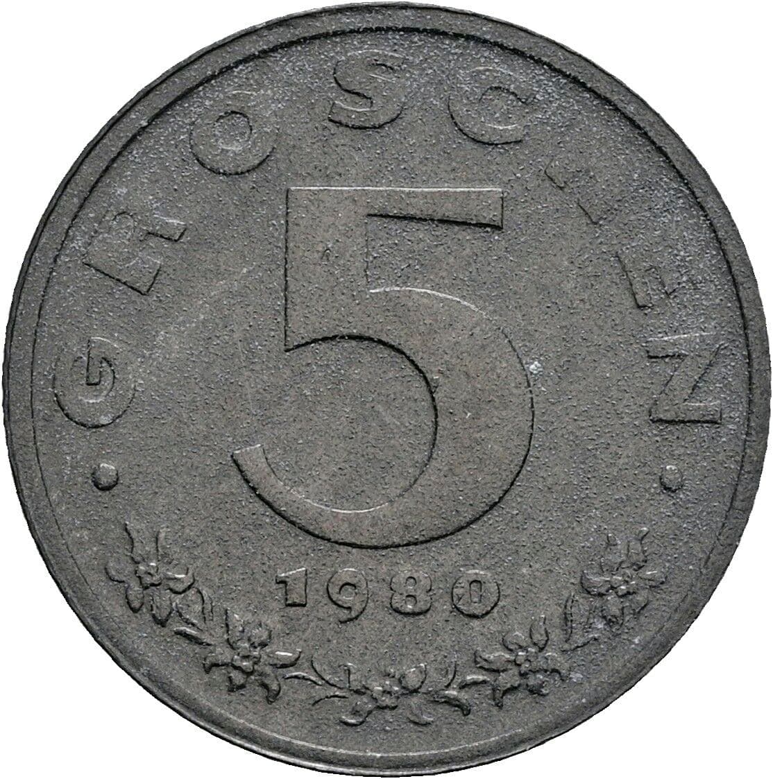 5 Groschen 1980 – Vorderseite