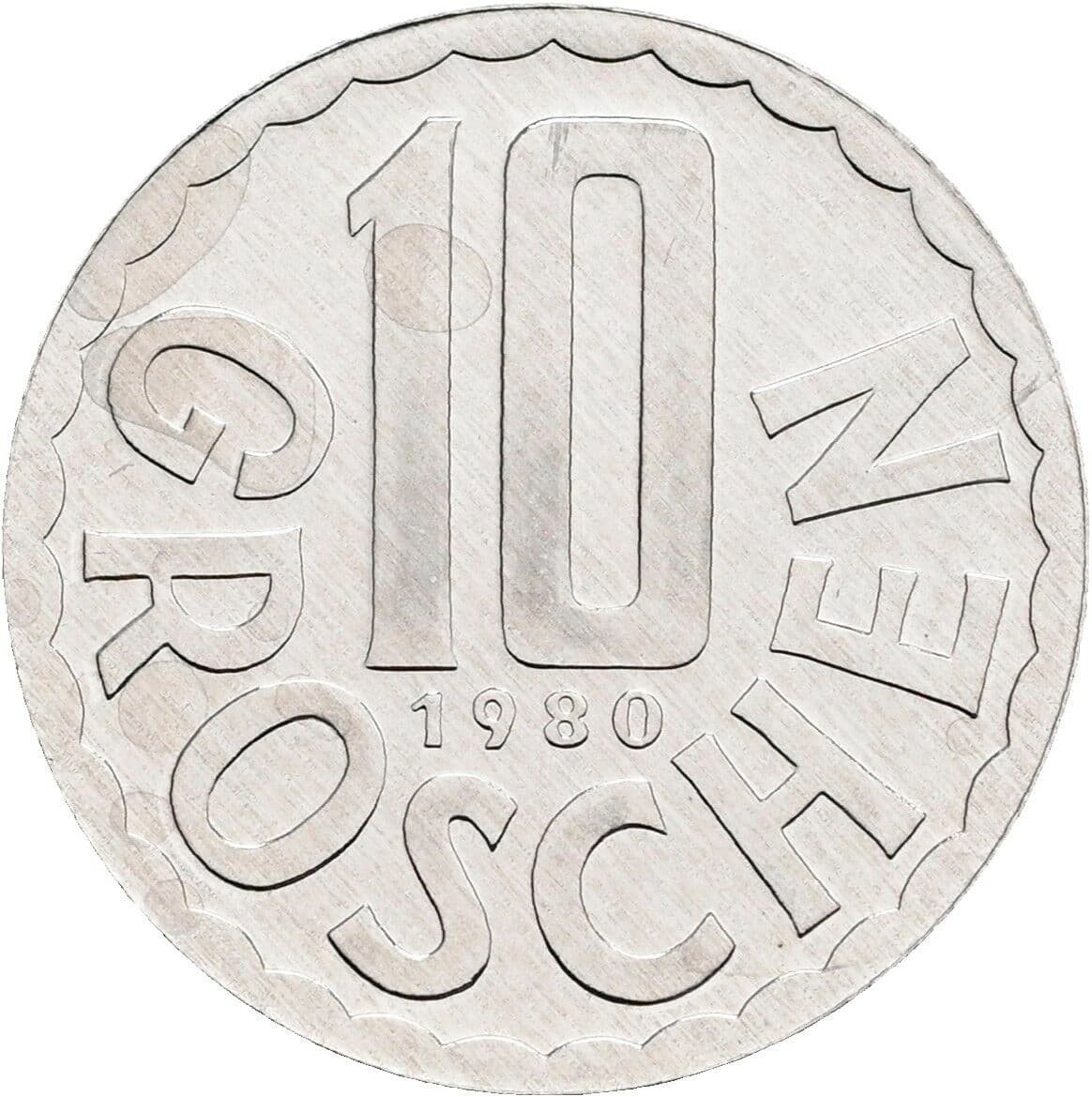 10 Groschen 1980 – Vorderseite