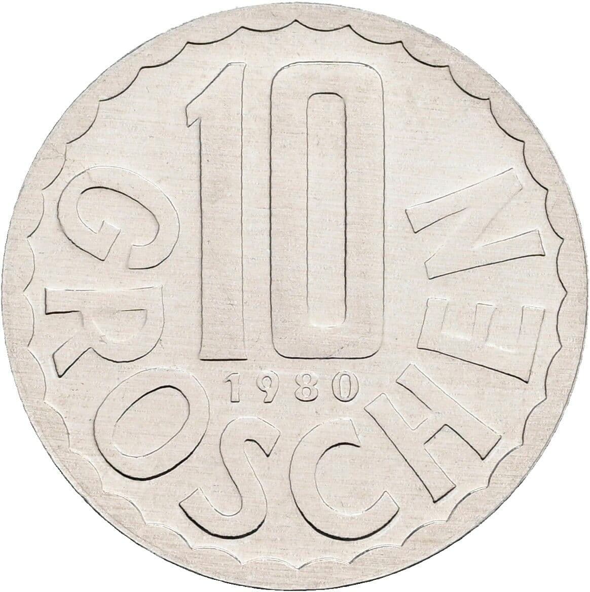 10 Groschen 1980 – Vorderseite