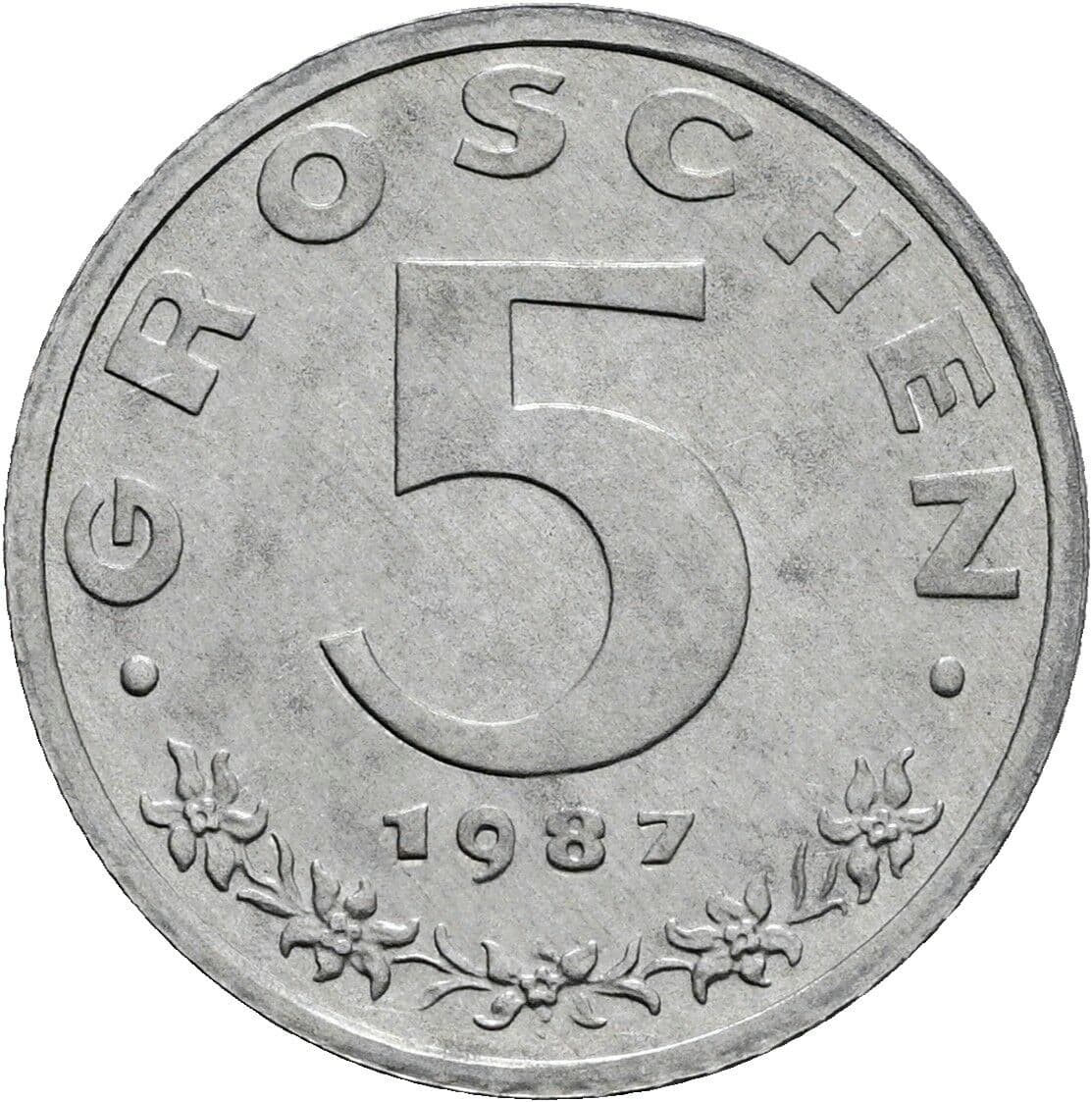 5 Groschen 1987 – Vorderseite