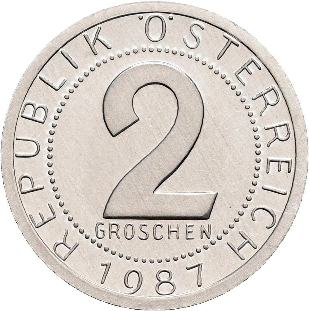 2 Groschen 1987 – Vorderseite