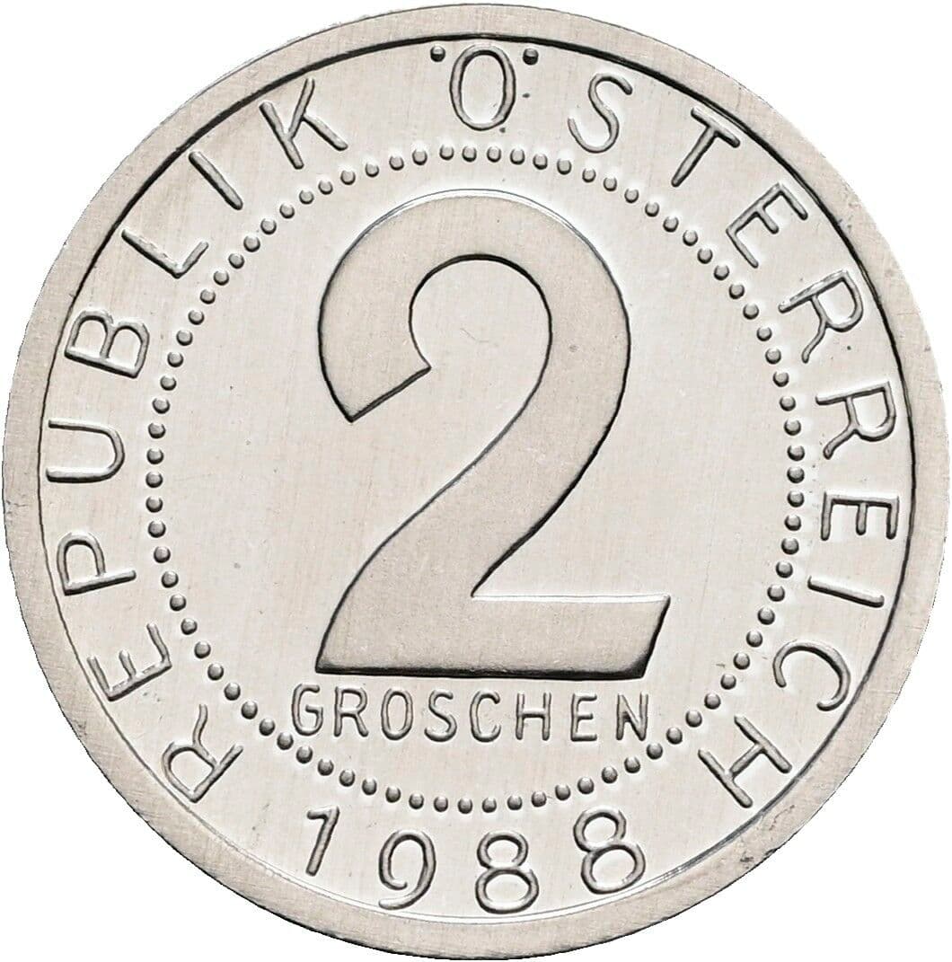 2 Groschen 1988 – Vorderseite