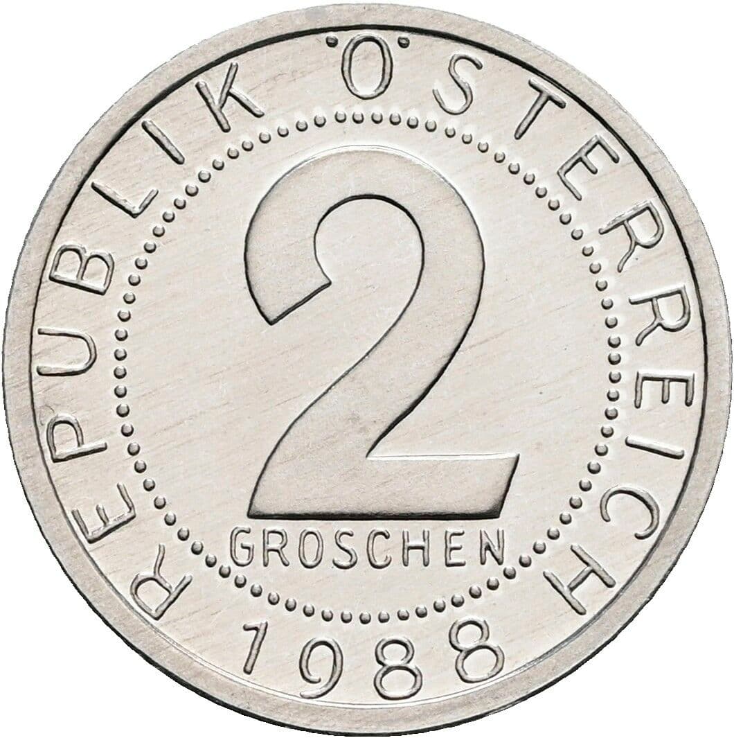 2 Groschen 1988 – Vorderseite
