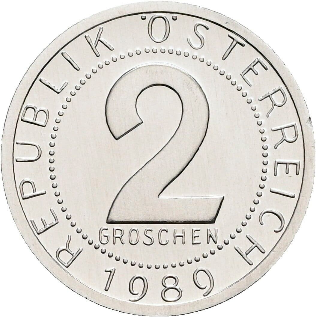 2 Groschen 1989 – Vorderseite