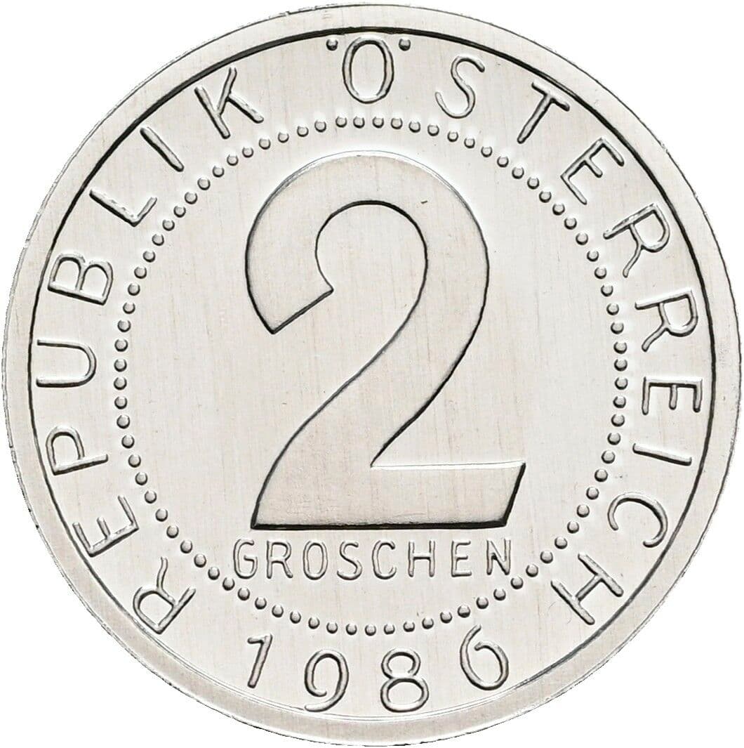 2 Groschen 1986 – Vorderseite