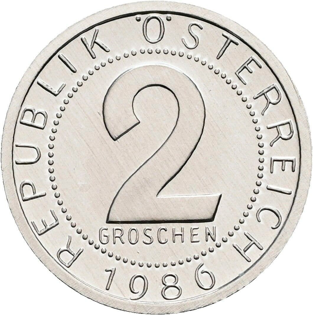 2 Groschen 1986 – Vorderseite