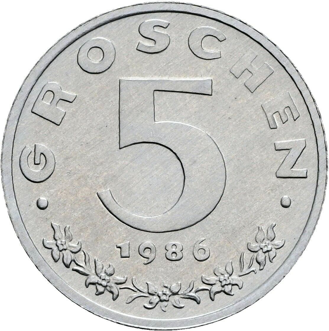 5 Groschen 1986 – Vorderseite