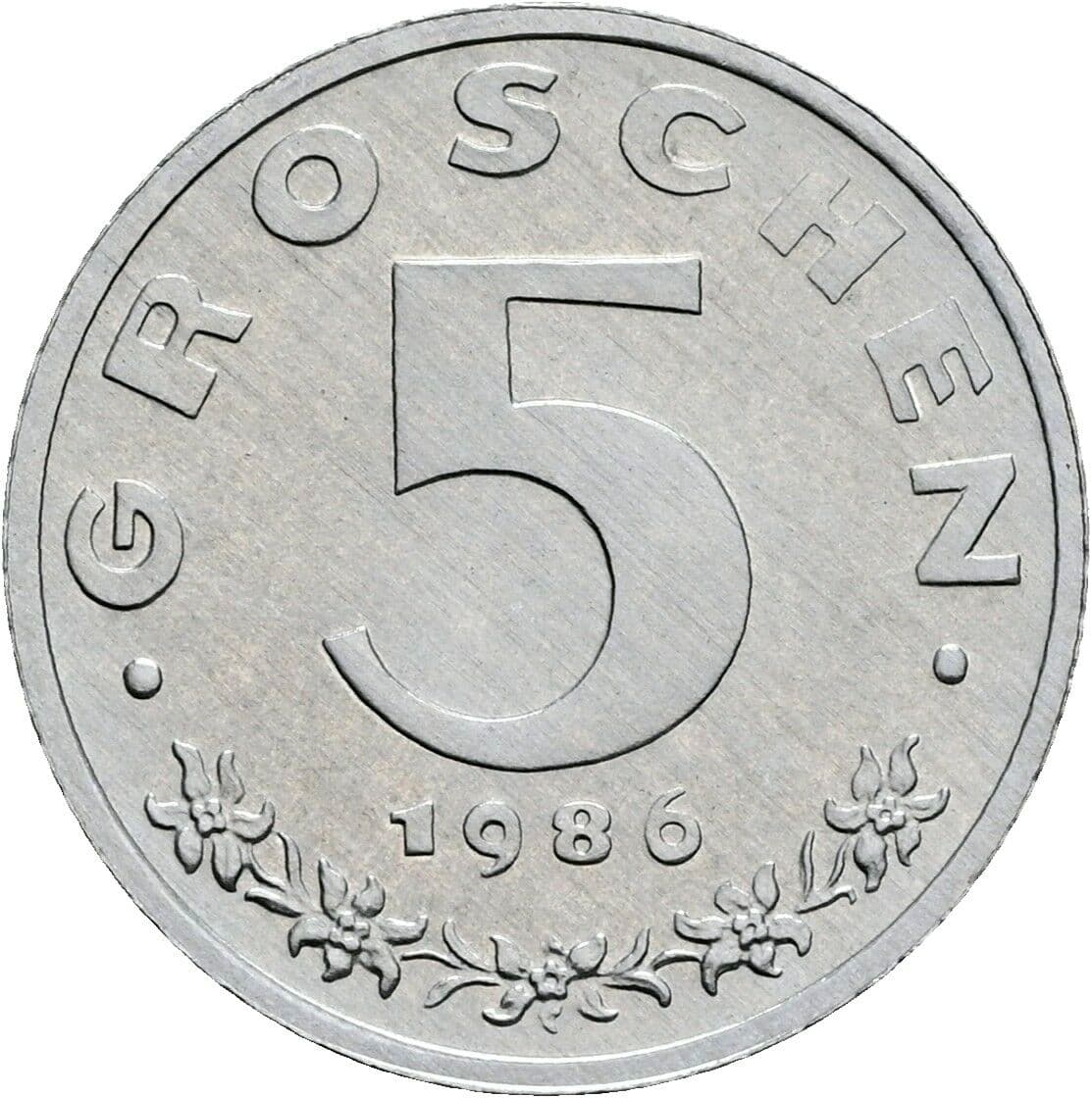5 Groschen 1986 – Vorderseite